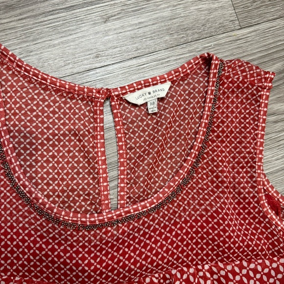 Lucky Brand Reddish-Orange Scoop Neck 3/4 Sleeve Blouse - size m - Picture 2 of 6